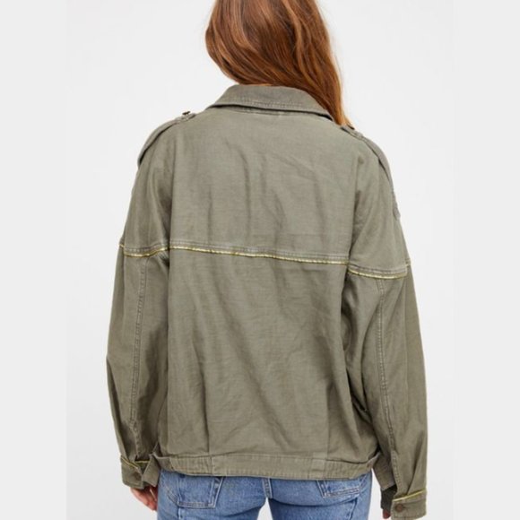 Free People Green Slouchy Military Jacket size XS - Picture 15 of 15